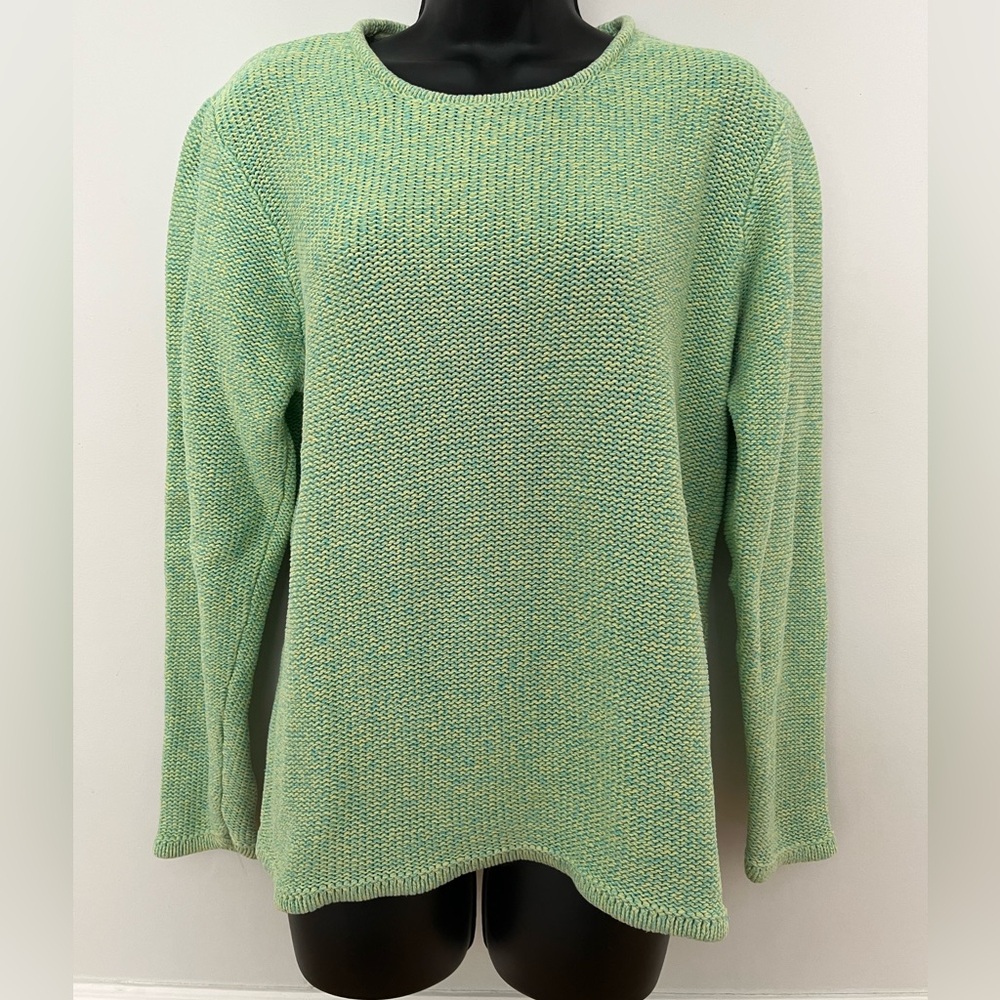 L.L.Bean Marled Cotton Crew Neck Sweater, Size Large